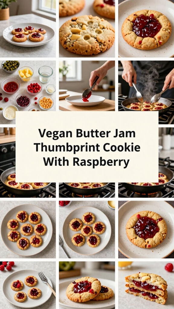 Vegan Butter Jam Thumbprint Cookie With Raspberry