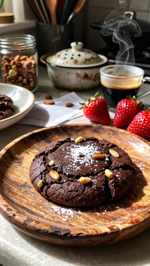 pair dark chocolate cookies