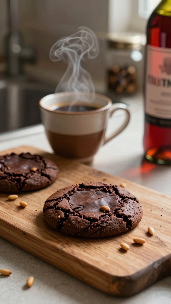 pair dark chocolate cookies